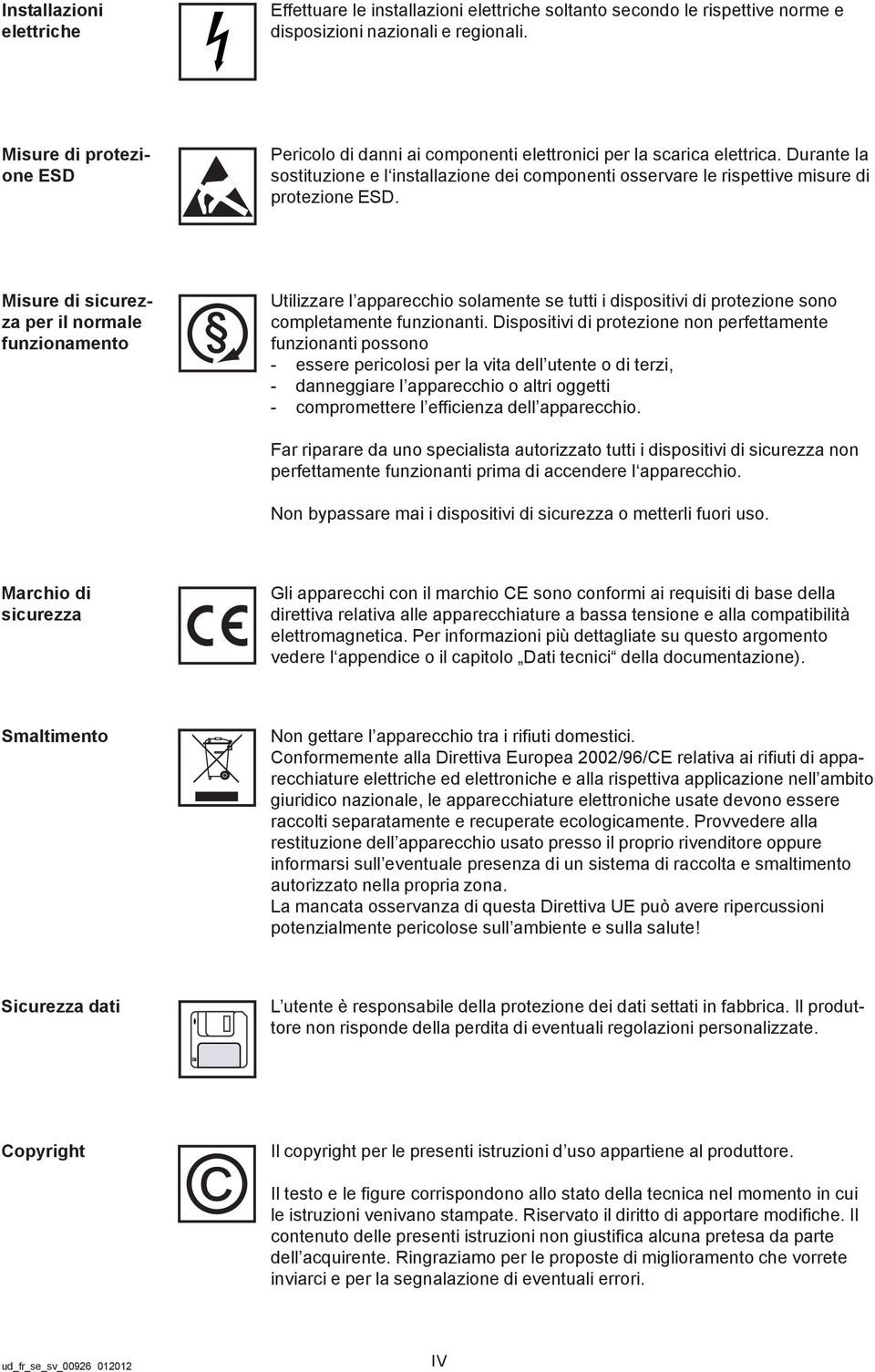 Durante la sostituzione e l installazione dei componenti osservare le rispettive misure di protezione ESD.