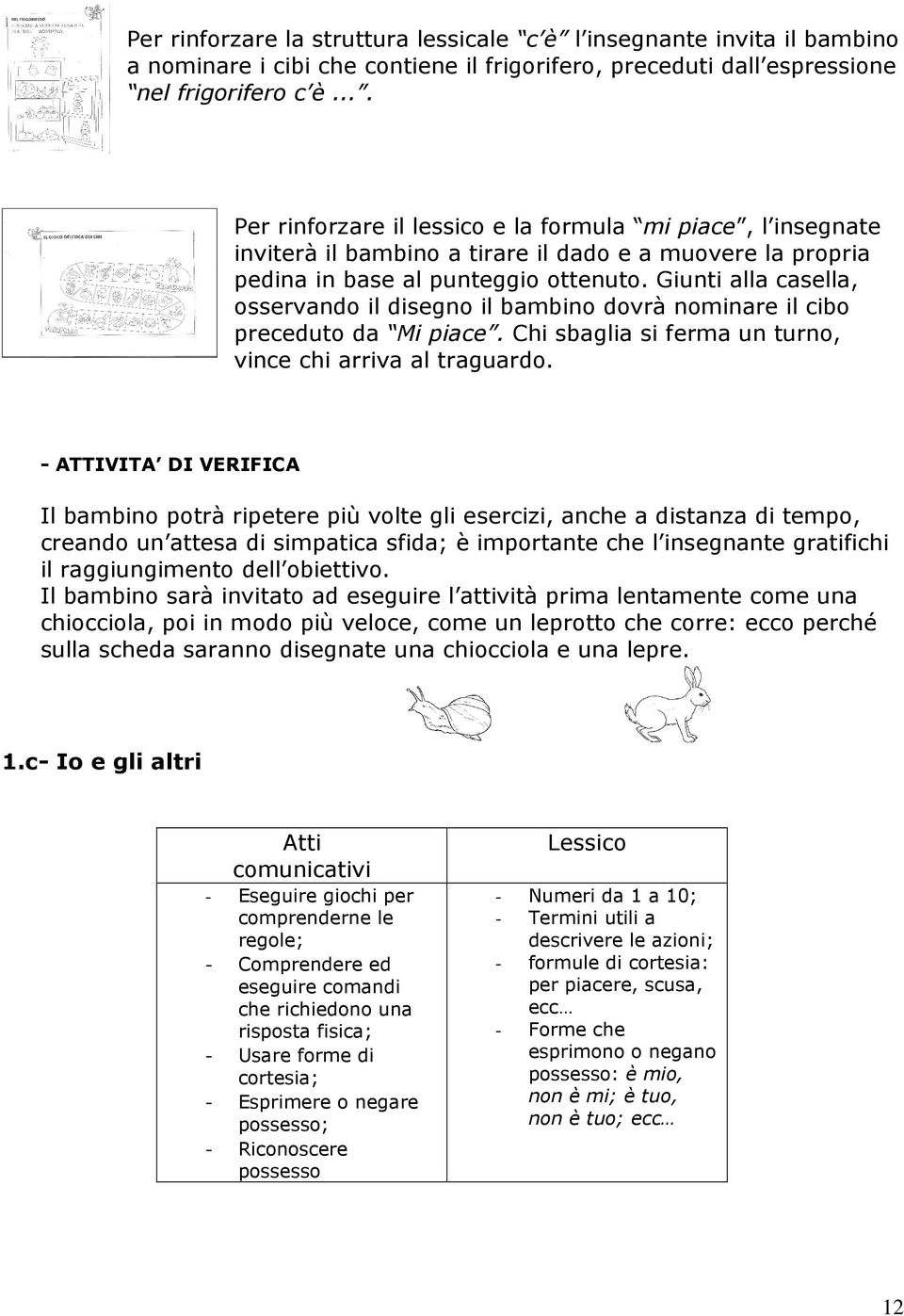 Giunti alla casella, osservando il disegno il bambino dovrà nominare il cibo preceduto da Mi piace. Chi sbaglia si ferma un turno, vince chi arriva al traguardo.