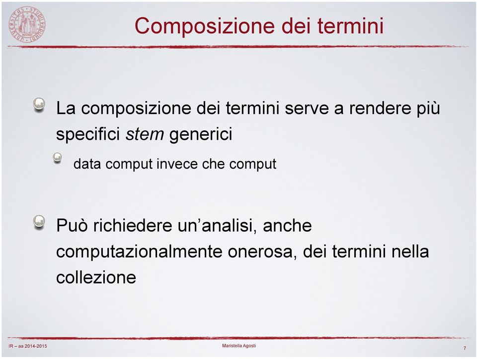 specifici stem generici! data comput invece che comput!