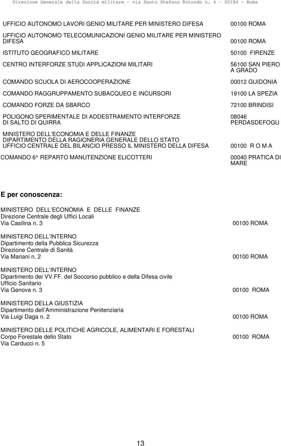 ECONOMIA E DELLE FINANZE DIPARTIMENTO DELLA RAGIONERIA GENERALE DELLO STATO UFFICIO CENTRALE DEL BILANCIO PRESSO IL MINISTERO DELLA DIFESA COMANDO 6^ REPARTO MANUTENZIONE ELICOTTERI 50100 FIRENZE