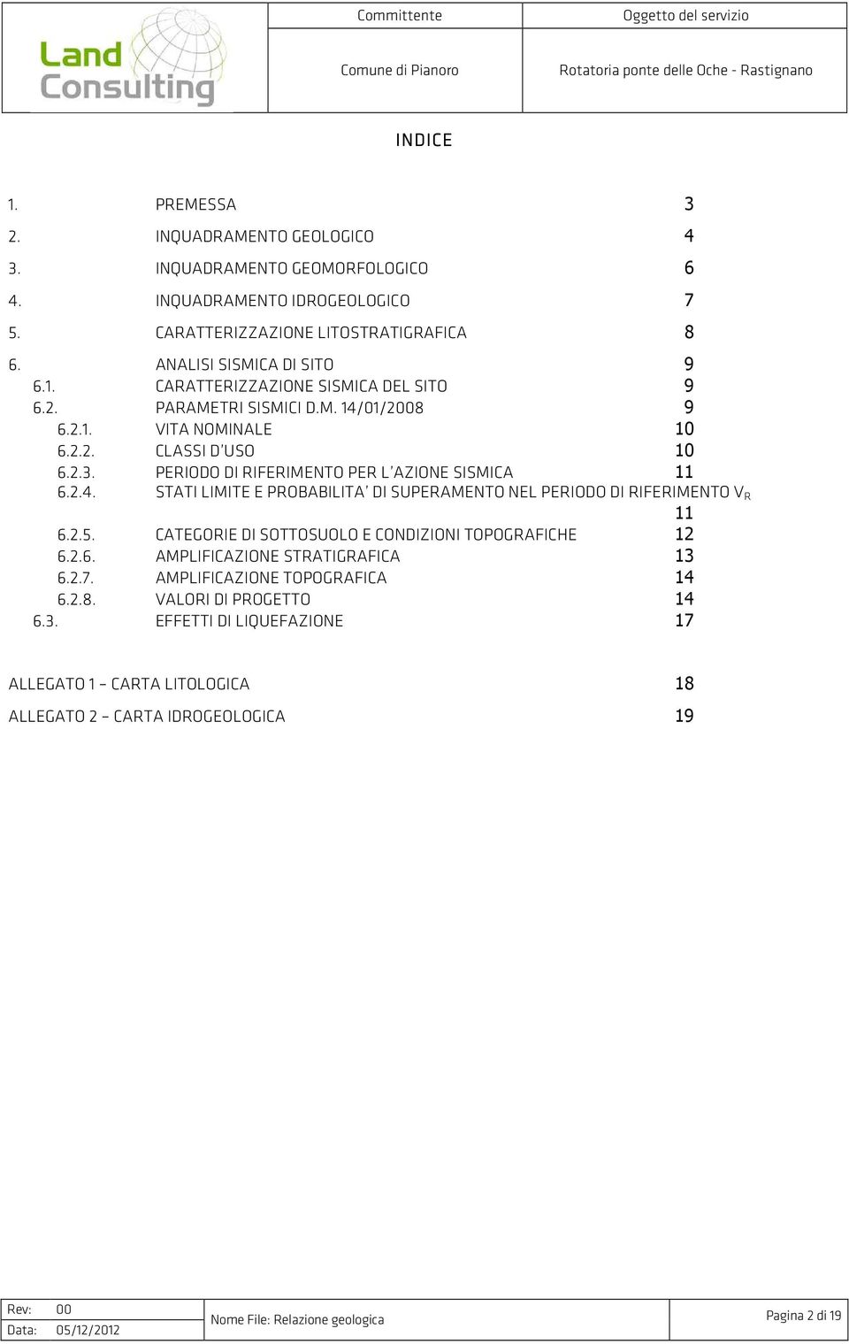 2.5. CATEGORIE DI SOTTOSUOLO E CONDIZIONI TOPOGRAFICHE 12 6.2.6. AMPLIFICAZIONE STRATIGRAFICA 13 