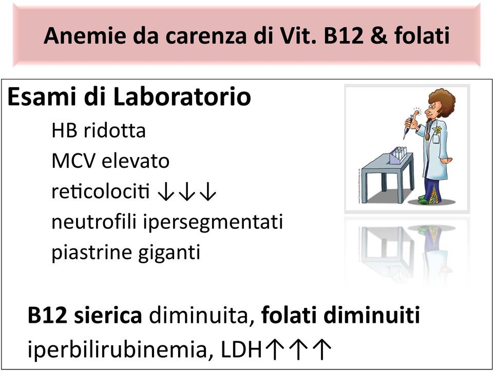 elevato reecolocie neutrofili ipersegmentati