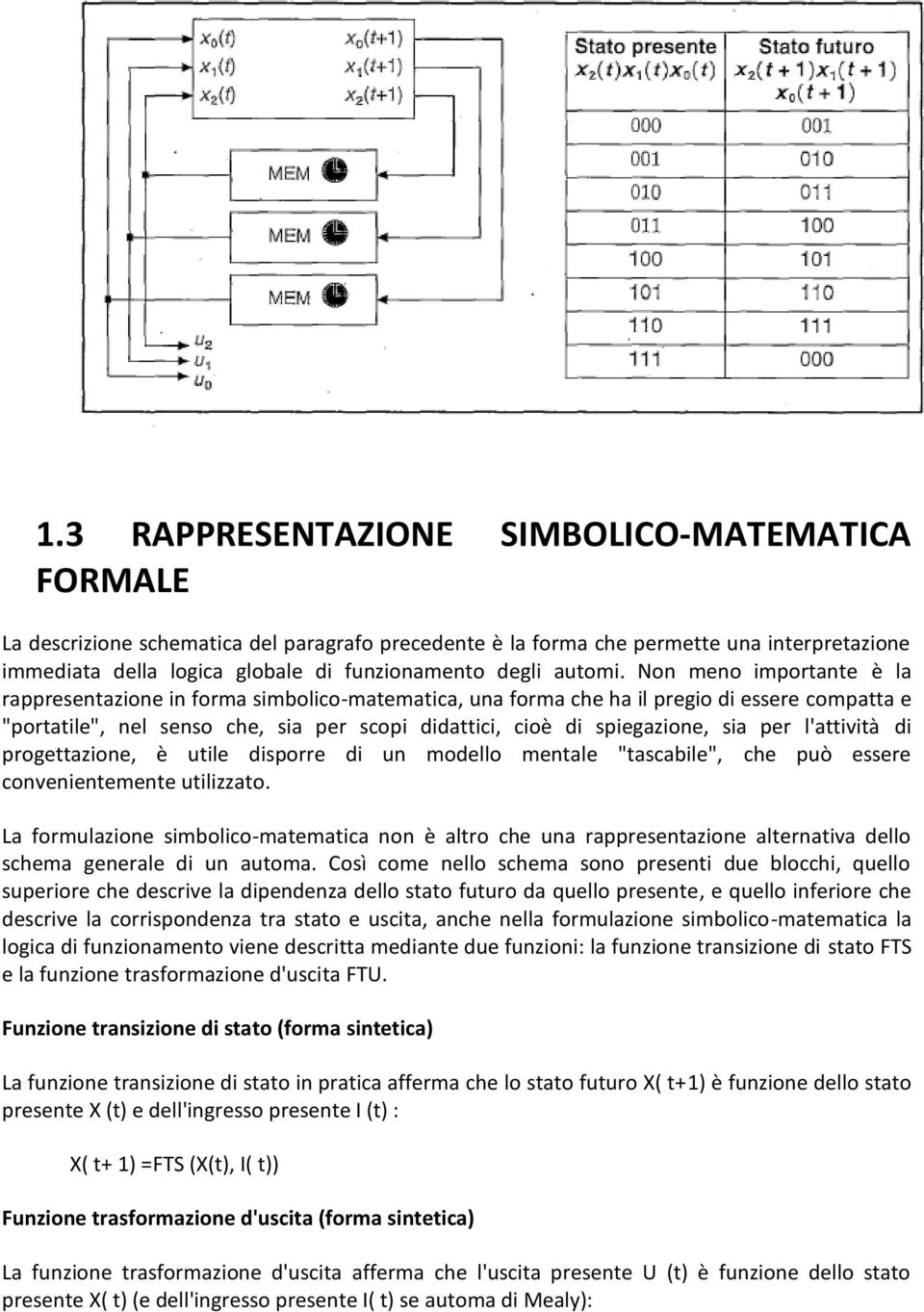 Non meno importante è la rappresentazione in forma simbolico-matematica, una forma che ha il pregio di essere compatta e "portatile", nel senso che, sia per scopi didattici, cioè di spiegazione, sia