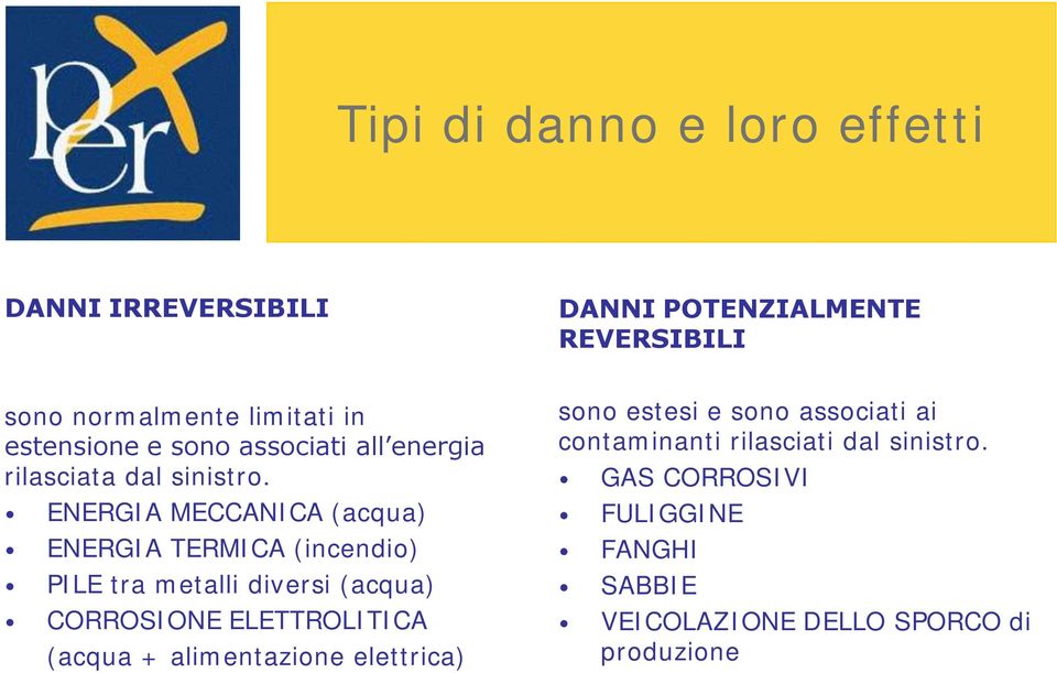 ENERGIA MECCANICA (acqua) ENERGIA TERMICA (incendio) PILE tra metalli diversi (acqua) CORROSIONE ELETTROLITICA