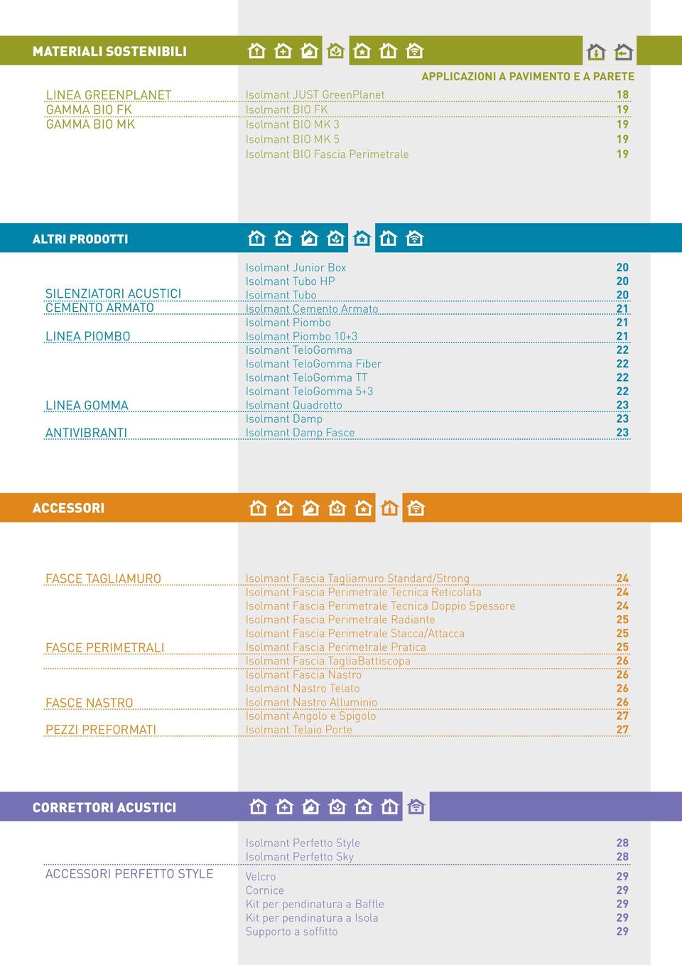 Cemento Armato 21 Isolmant Piombo 21 Isolmant Piombo 10+3 21 Isolmant TeloGomma 22 Isolmant TeloGomma Fiber 22 Isolmant TeloGomma TT 22 Isolmant TeloGomma 5+3 22 Isolmant Quadrotto 23 Isolmant Damp