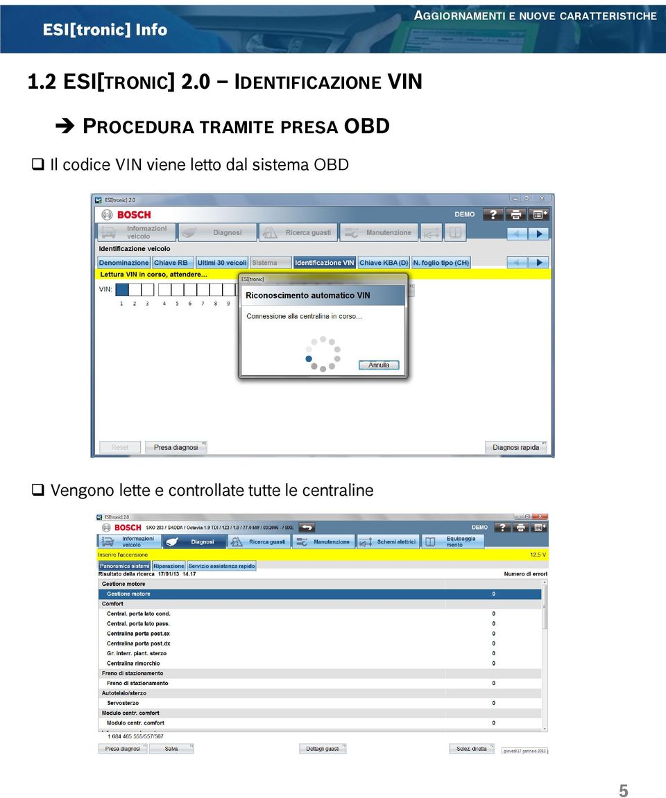 0 IDENTIFICAZIONE VIN PROCEDURA TRAMITE PRESA OBD