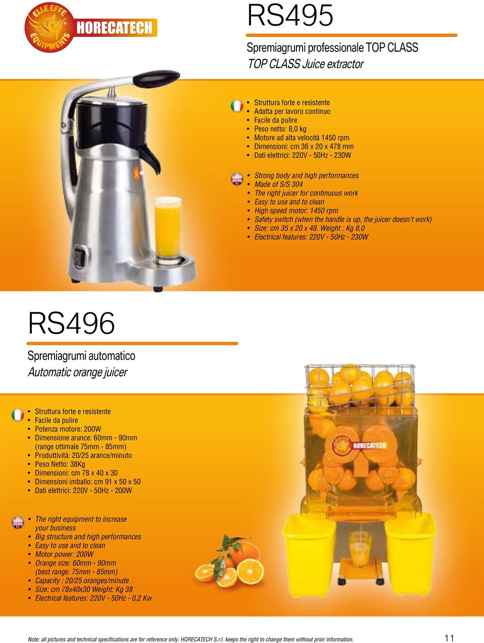 1450 rpm Safety switch (when the handle is up, the juicer doesn t work) Size: cm 35 x 20 x 48.