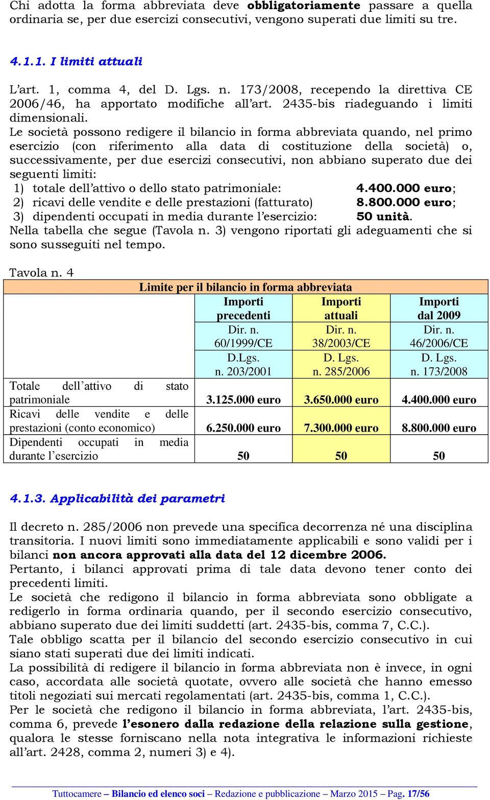 Le società possono redigere il bilancio in forma abbreviata quando, nel primo esercizio (con riferimento alla data di costituzione della società) o, successivamente, per due esercizi consecutivi, non