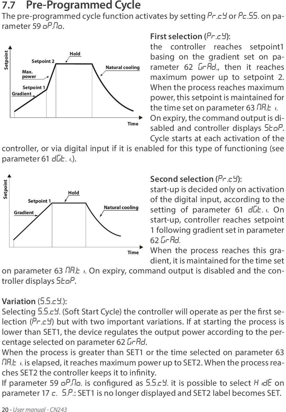 , then it reaches maximum power up to setpoint 2. When the process reaches maximum power, this setpoint is maintained for the tim