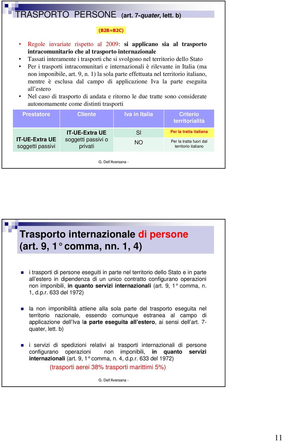 Stato Per i trasporti intracomunitari e internazionali è rilevante in Italia (ma non imponibile, art. 9, n.