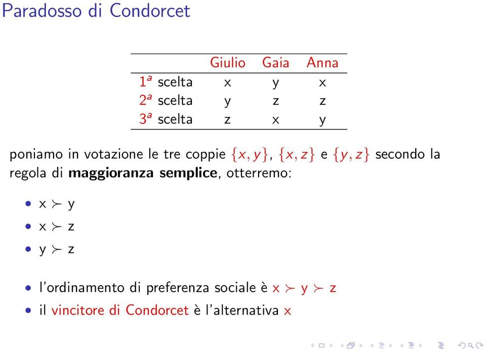 secondo la regola di maggioranza semplice, otterremo: x y x z y z l