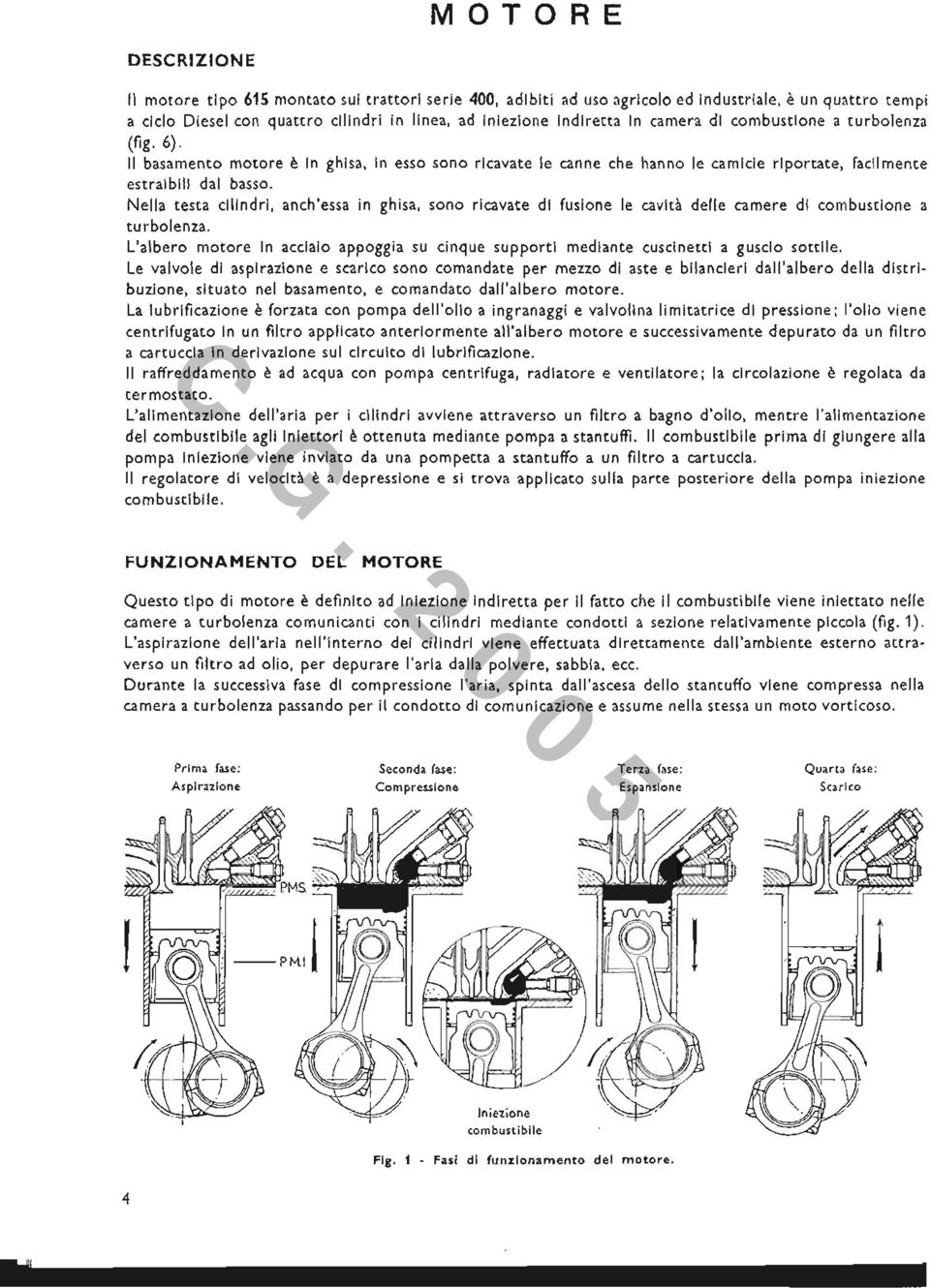 Nella testa cilindri, anch'essa in ghisa, sono ricavate di fusione le cavità delle camere di combustione a turbolenza.