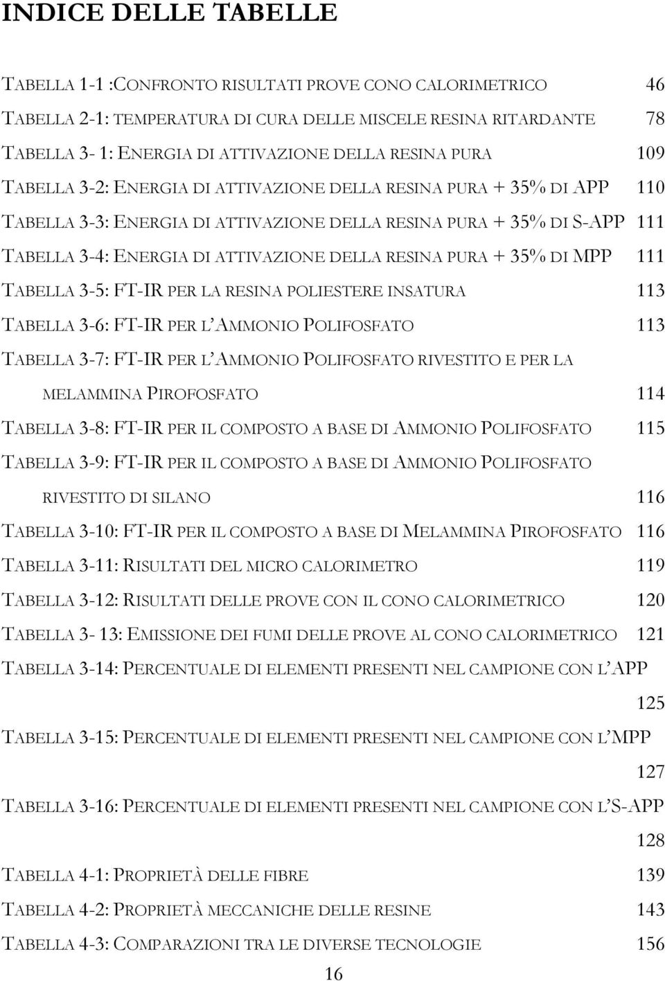 RESINA PURA + 35% DI MPP 111 TABELLA 3-5: FT-IR PER LA RESINA POLIESTERE INSATURA 113 TABELLA 3-6: FT-IR PER L AMMONIO POLIFOSFATO 113 TABELLA 3-7: FT-IR PER L AMMONIO POLIFOSFATO RIVESTITO E PER LA