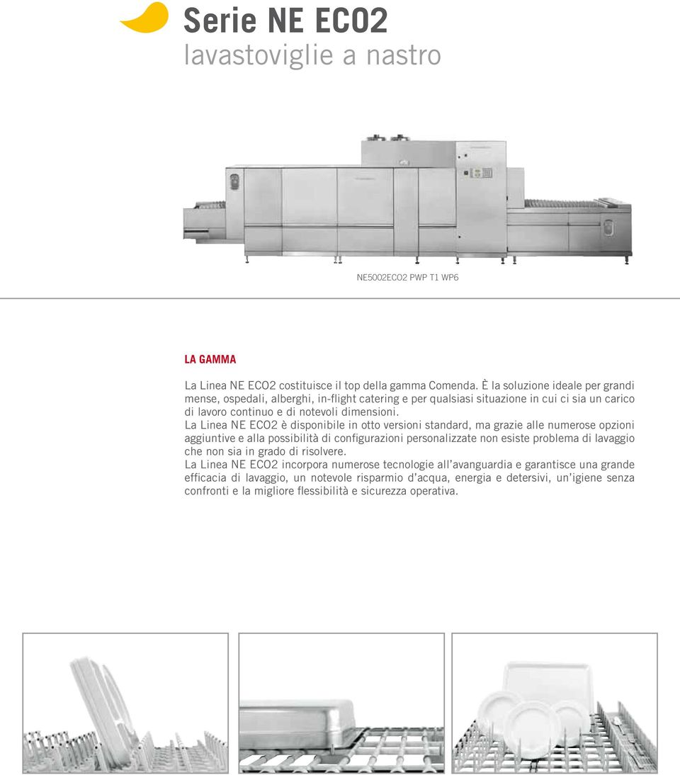 La Linea NE ECO2 è disponibile in otto versioni standard, ma grazie alle numerose opzioni aggiuntive e alla possibilità di configurazioni personalizzate non esiste problema di lavaggio che