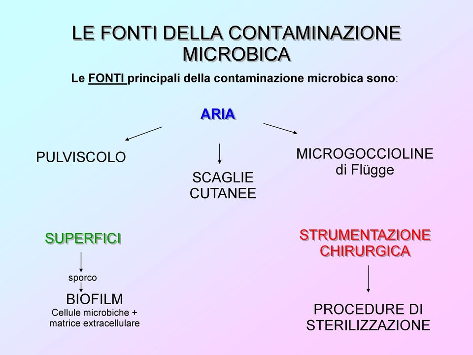 MICROGOCCIOLINE di Flügge SUPERFICI sporco BIOFILM Cellule microbiche