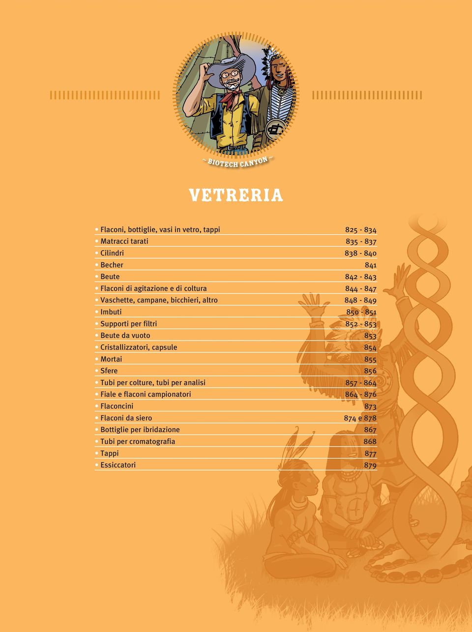 vuoto 853 Cristallizzatori, capsule 854 Mortai 855 Sfere 856 Tubi per colture, tubi per analisi 857-864 Fiale e flaconi campionatori