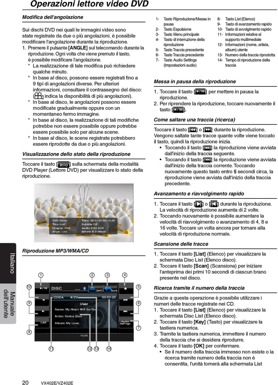 * La realizzazione di tale modifica può richiedere qualche minuto. * In base al disco, possono essere registrati fino a 9 tipi di angolazioni diverse.