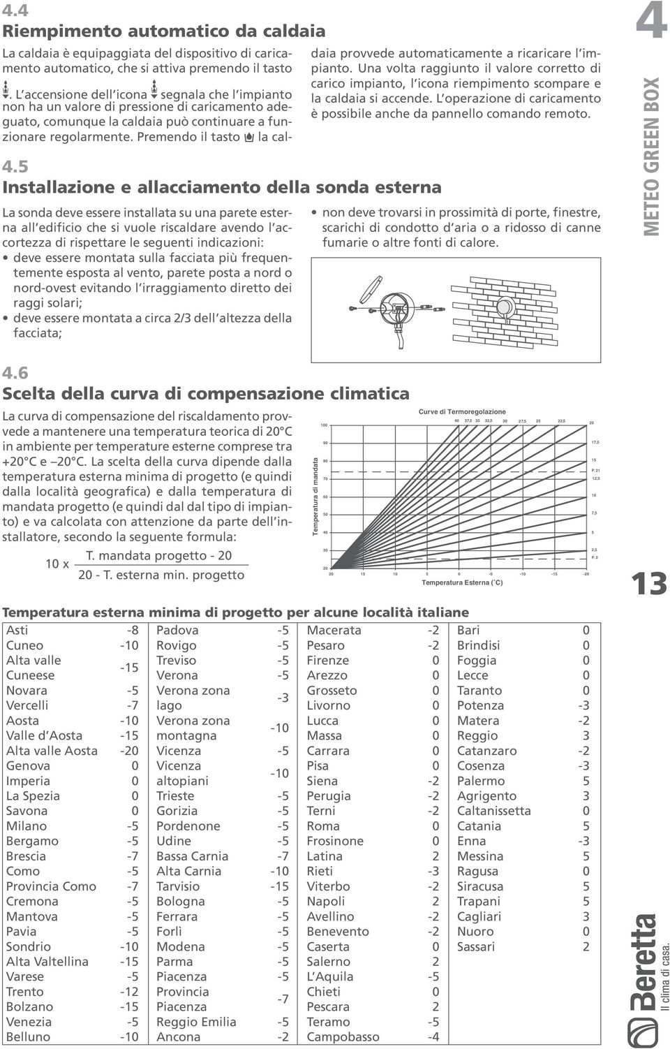 deve essere montata sulla facciata più frequentemente esposta al vento, parete posta a nord o nordovest evitando l irraggiamento diretto dei raggi solari; deve essere montata a circa 2/3 dell altezza