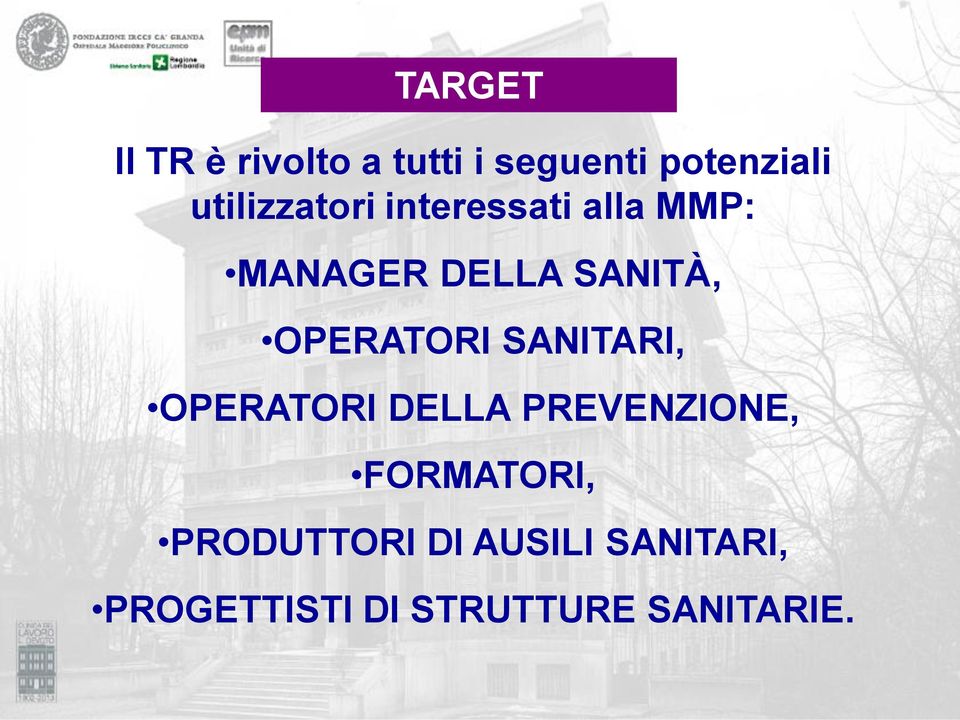 OPERATORI SANITARI, OPERATORI DELLA PREVENZIONE,