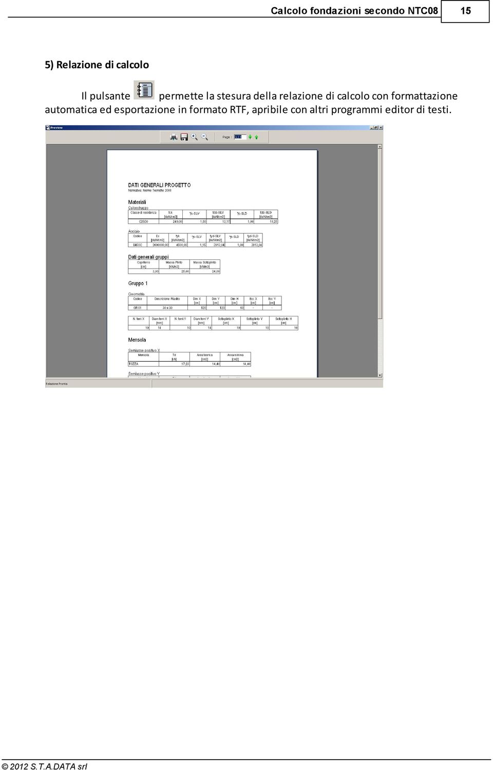 calcolo con formattazione automatica ed esportazione in