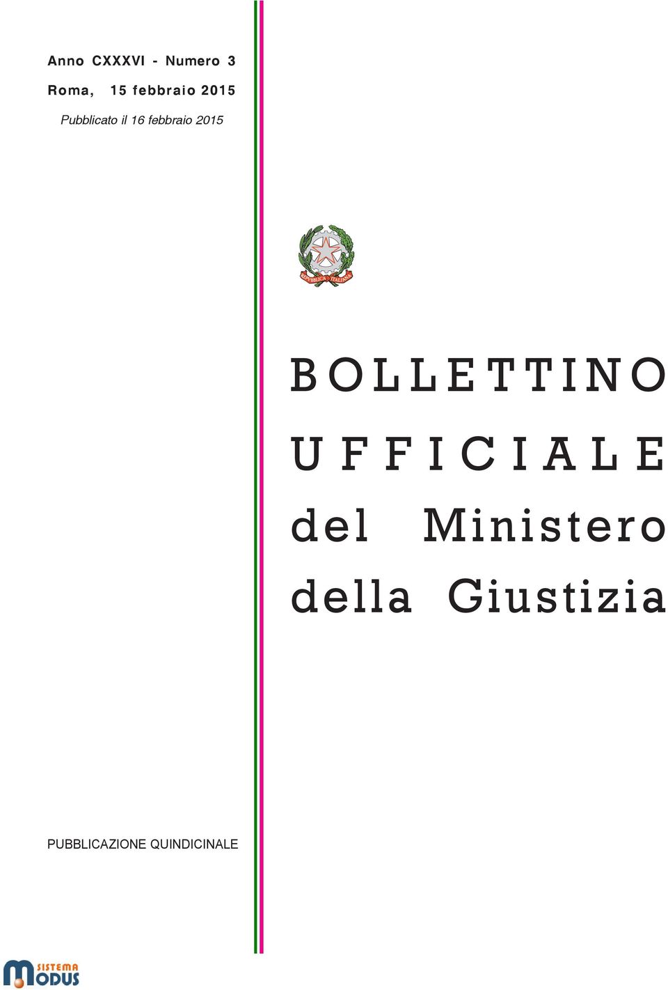 febbraio 2015 BOLLETTINO UFFICIALE del