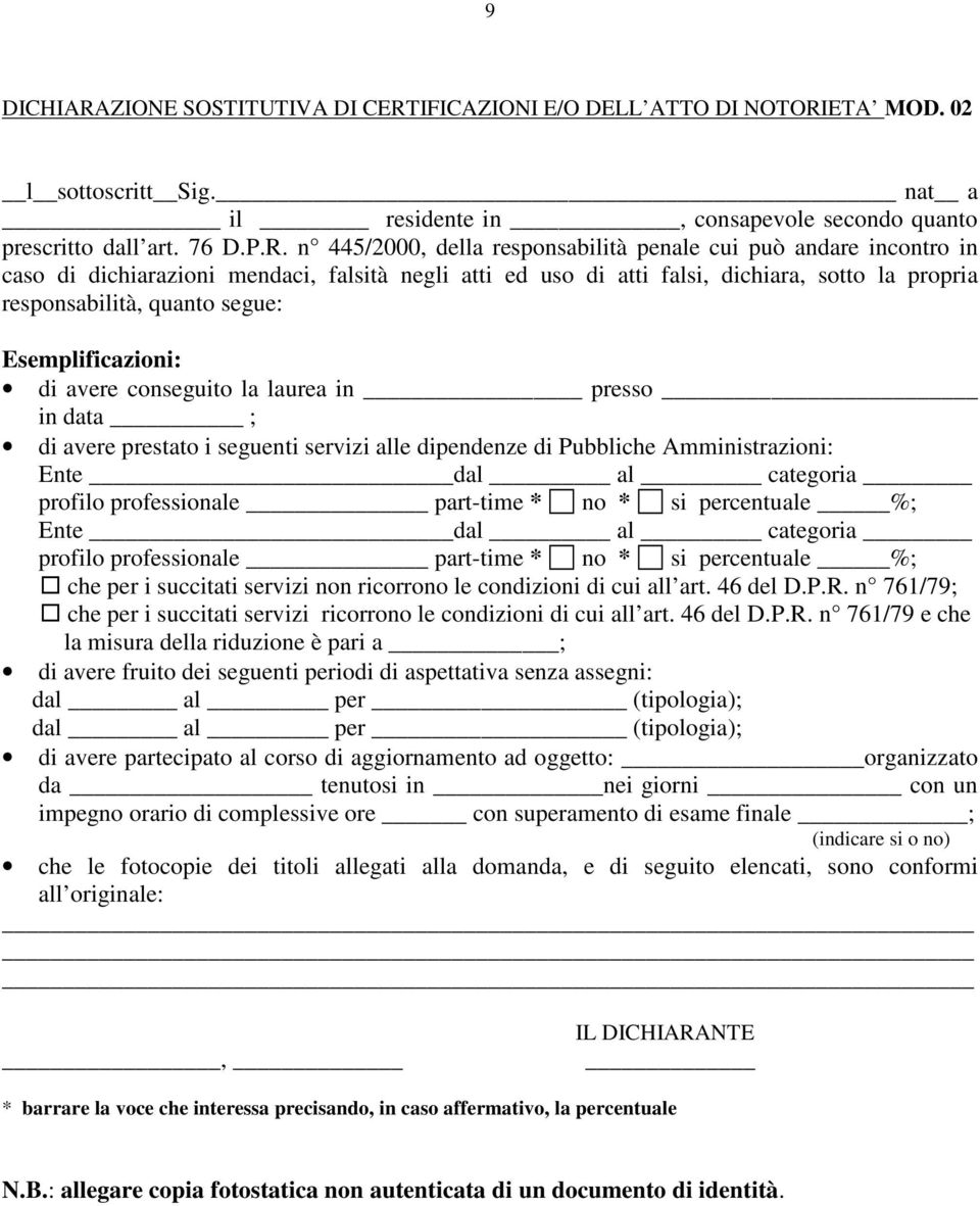 IFICAZIONI E/O DELL ATTO DI NOTORI