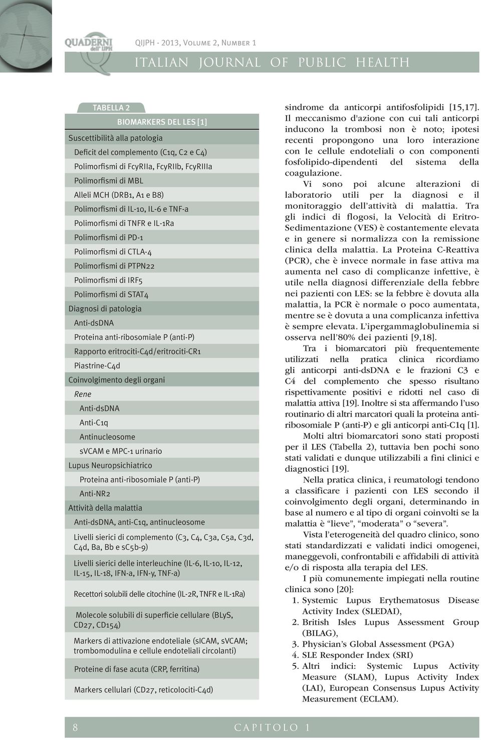 Anti-dsDNA Proteina anti-ribosomiale P (anti-p) Rapporto eritrociti-c4d/eritrociti-cr1 Piastrine-C4d Coinvolgimento degli organi Rene Anti-dsDNA Anti-C1q Antinucleosome svcam e MPC-1 urinario Lupus