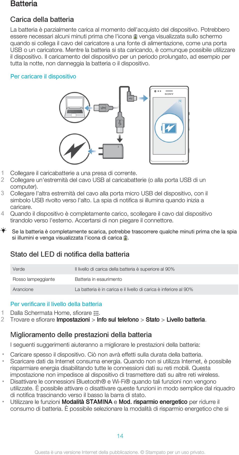 Mentre la batteria si sta caricando, è comunque possibile utilizzare il dispositivo.