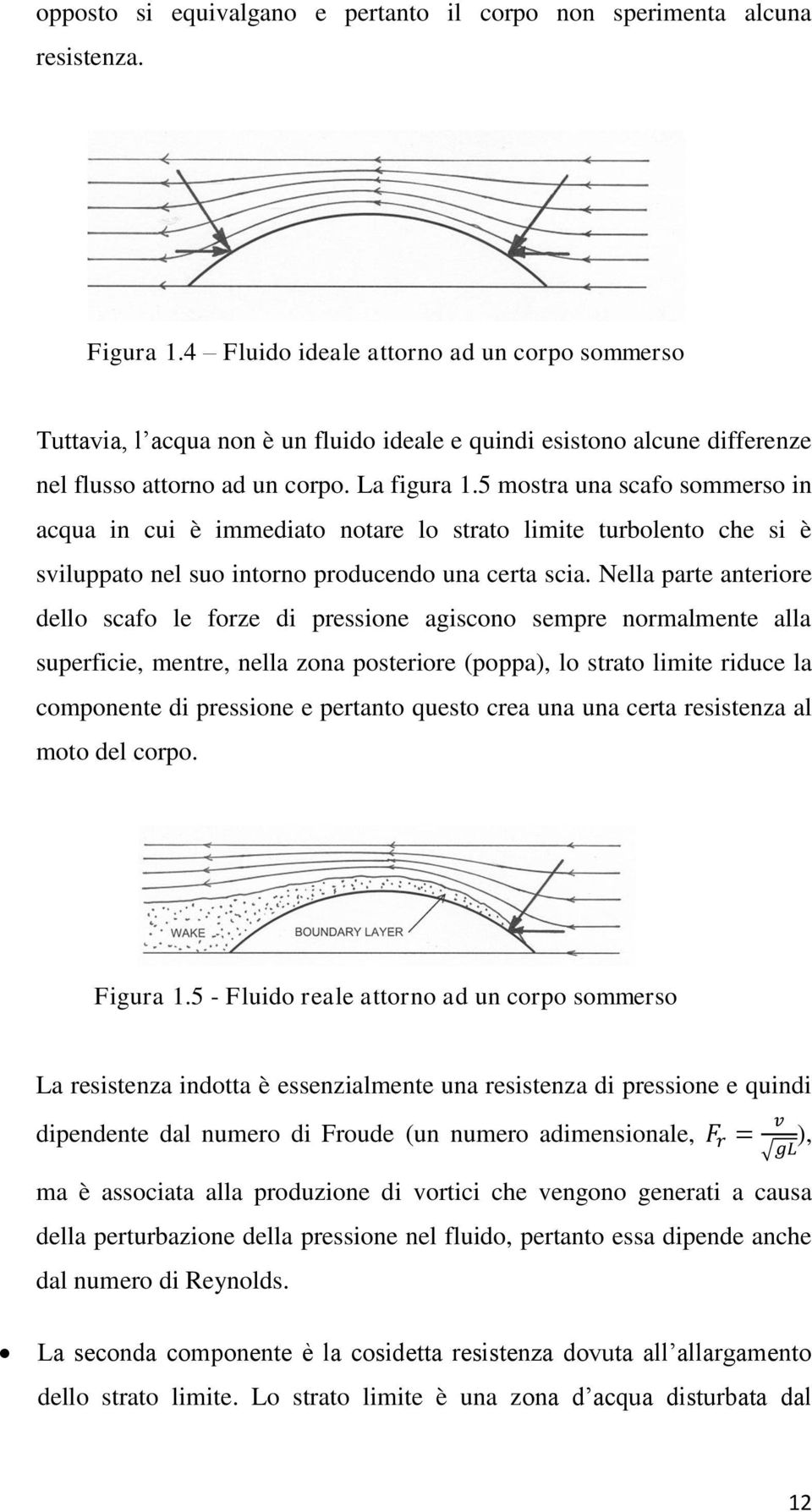 5 mostra una scafo sommerso in acqua in cui è immediato notare lo strato limite turbolento che si è sviluppato nel suo intorno producendo una certa scia.