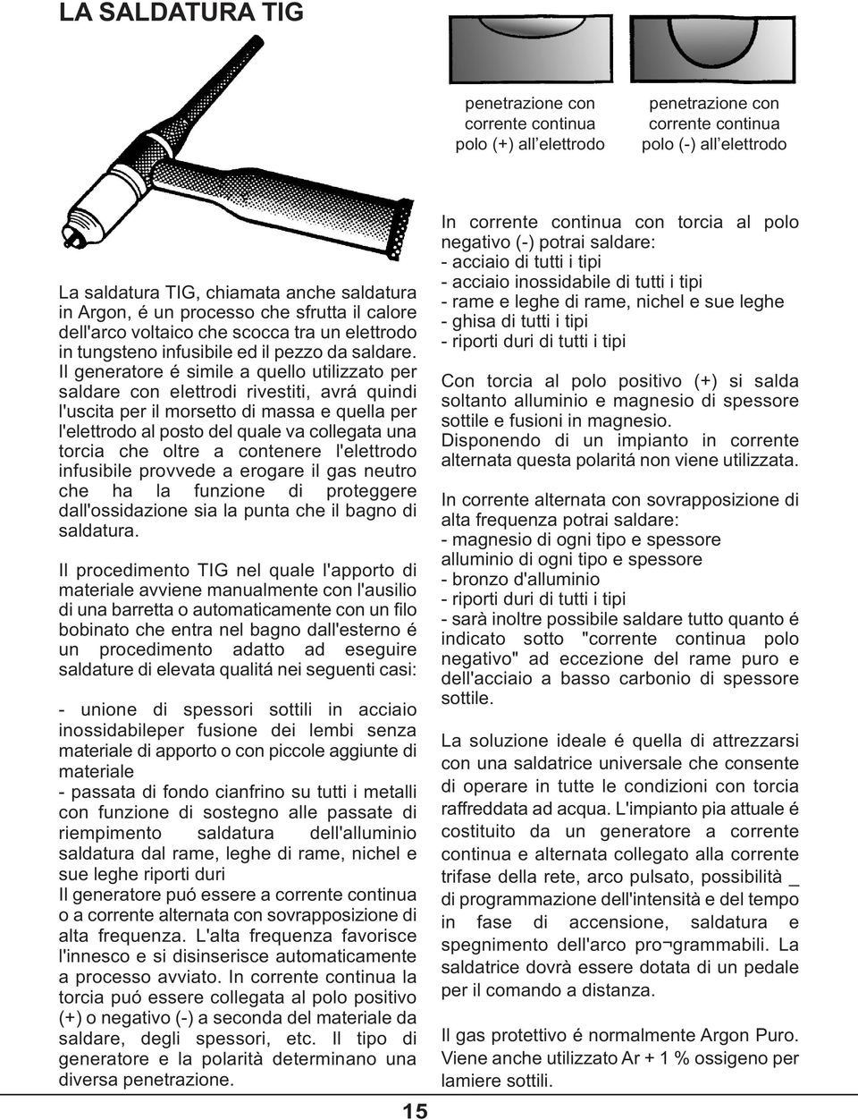 Il generatore é simile a quello utilizzato per saldare con elettrodi rivestiti, avrá quindi l'uscita per il morsetto di massa e quella per l'elettrodo al posto del quale va collegata una torcia che