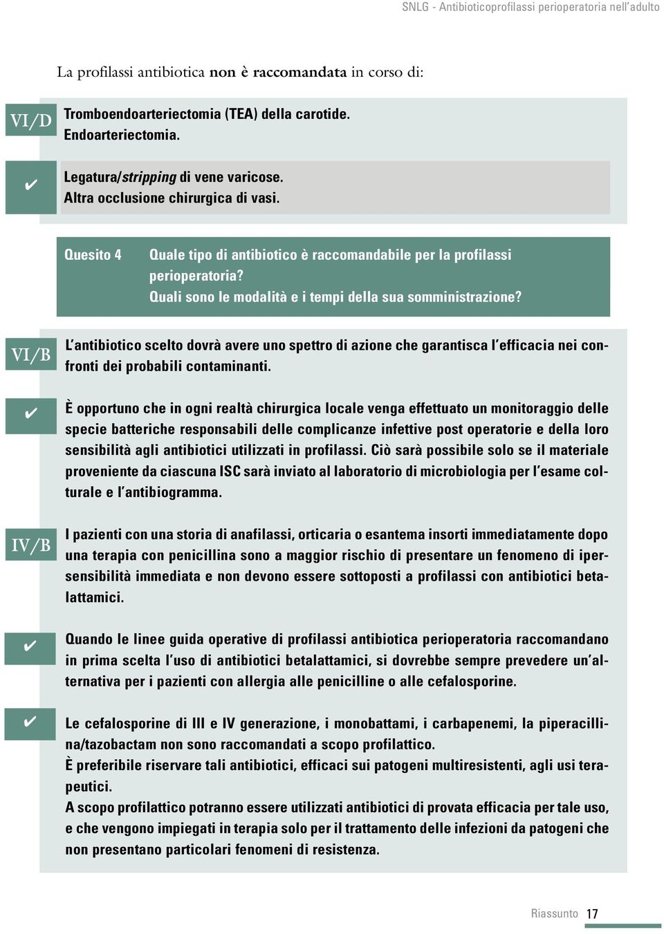 VI/B IV/B L antibiotico scelto dovrà avere uno spettro di azione che garantisca l efficacia nei confronti dei probabili contaminanti.