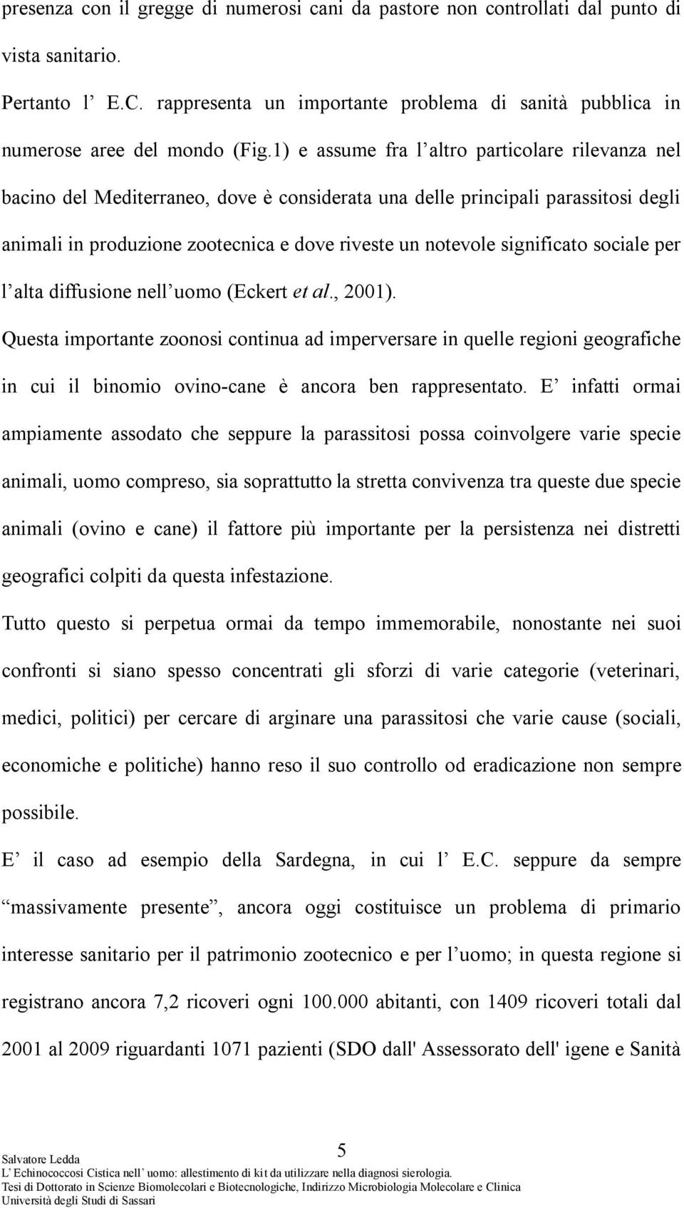 significato sociale per l alta diffusione nell uomo (Eckert et al., 2001).