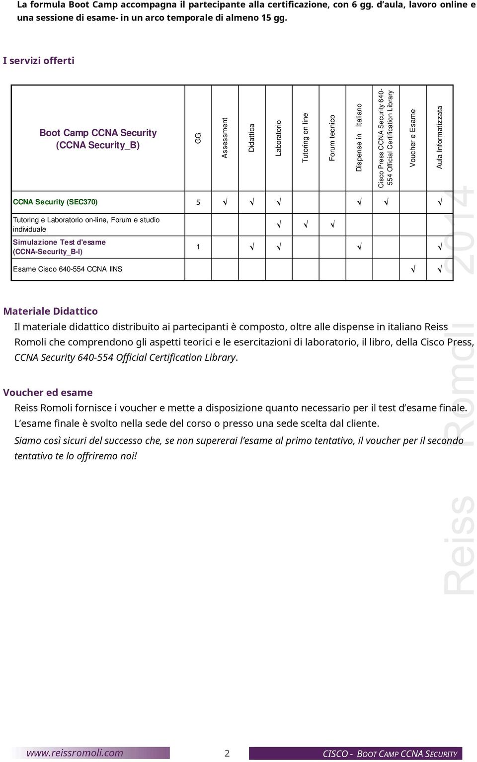 comprendono gli aspetti teorici e le esercitazioni di laboratorio, il libro, della Cisco Press, CCNA Security 640-554 Official Certification Library.