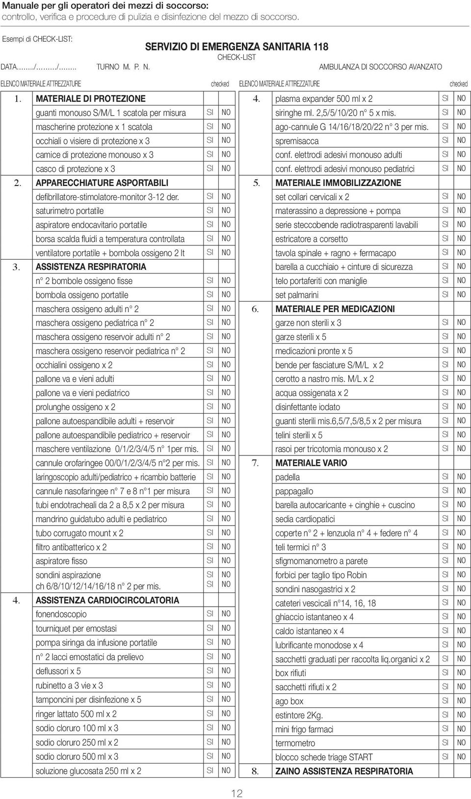 di protezione x 3 SI NO 2. APPARECCHIATURE ASPORTABILI defi brillatore-stimolatore-monitor 3-12 der.