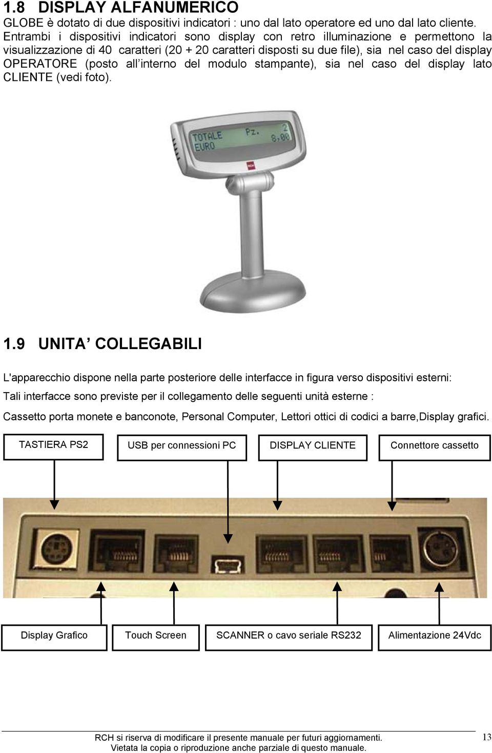 (posto all interno del modulo stampante), sia nel caso del display lato CLIENTE (vedi foto). 1.