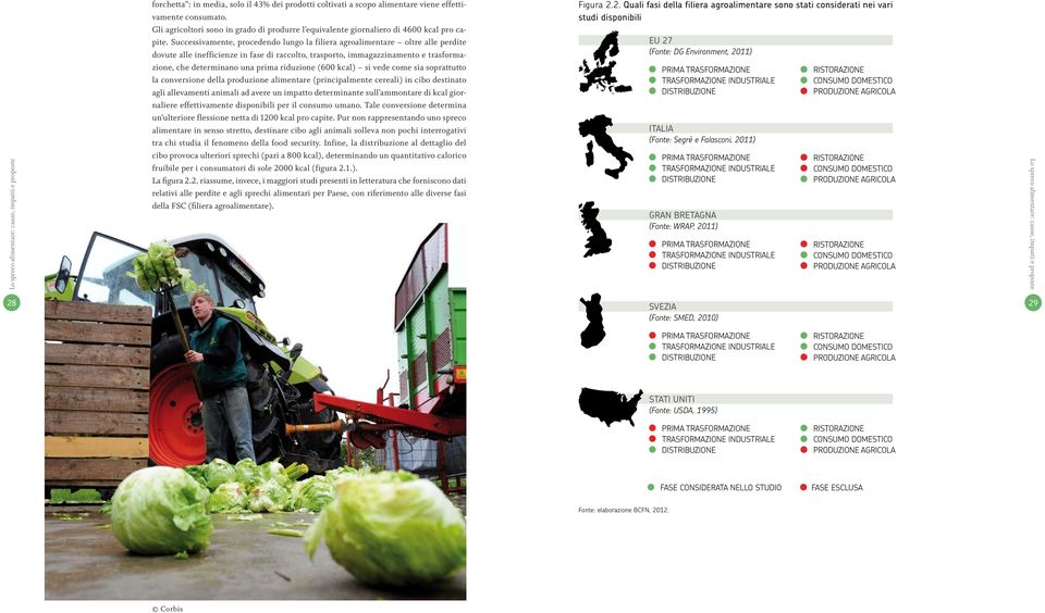 riduzione (600 kcal) si vede come sia soprattutto la conversione della produzione alimentare (principalmente cereali) in cibo destinato agli allevamenti animali ad avere un impatto determinante sull