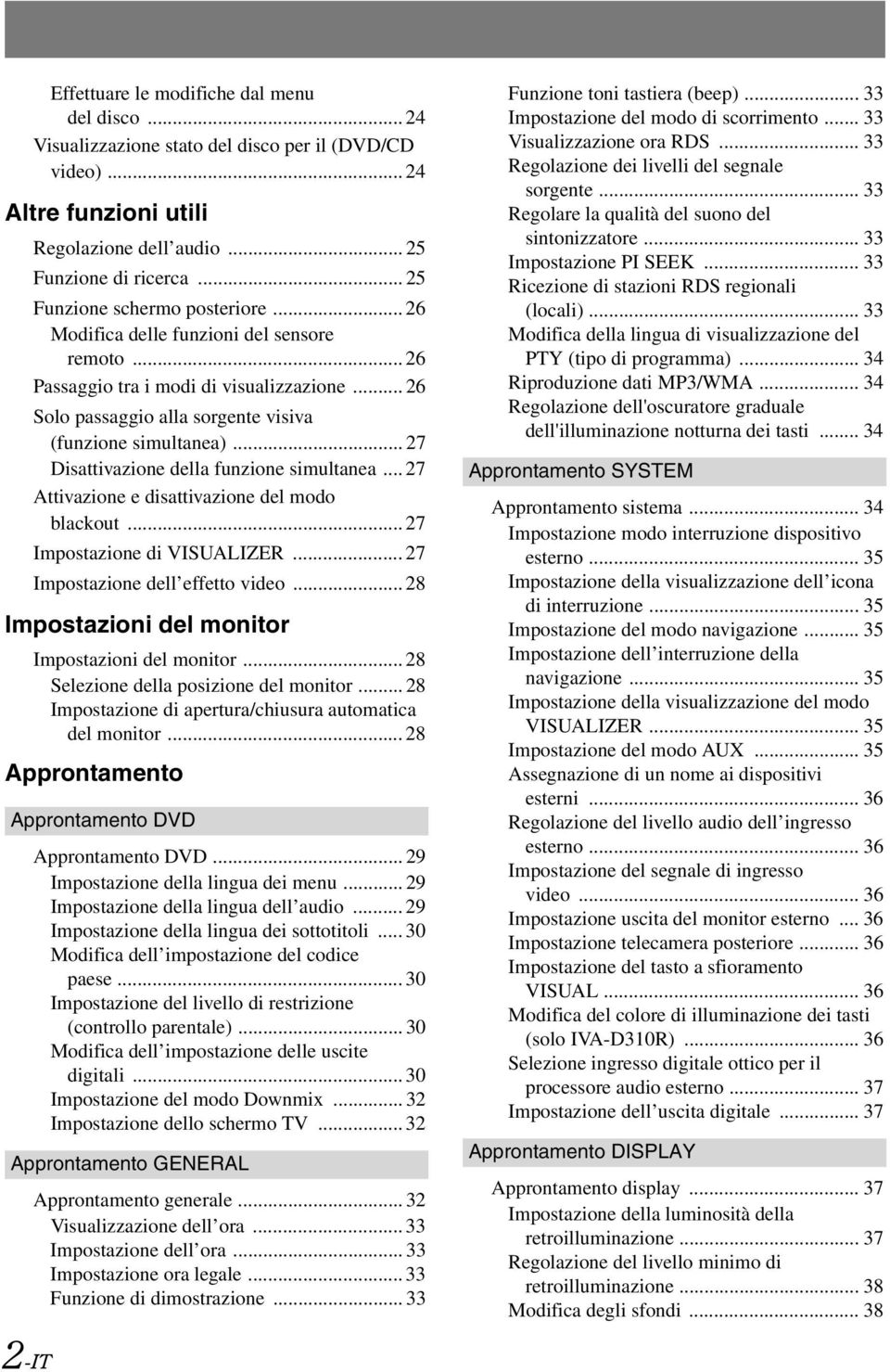 .. 27 Disattivazione della funzione simultanea... 27 Attivazione e disattivazione del modo blackout... 27 Impostazione di VISUALIZER... 27 Impostazione dell effetto video.