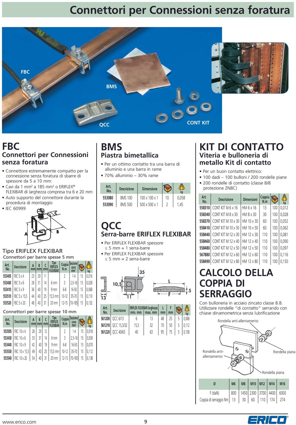 barre spesse 5 mm Tipo A B C ERIFLEX Sezione mm mm mm FLEXIBAR N.