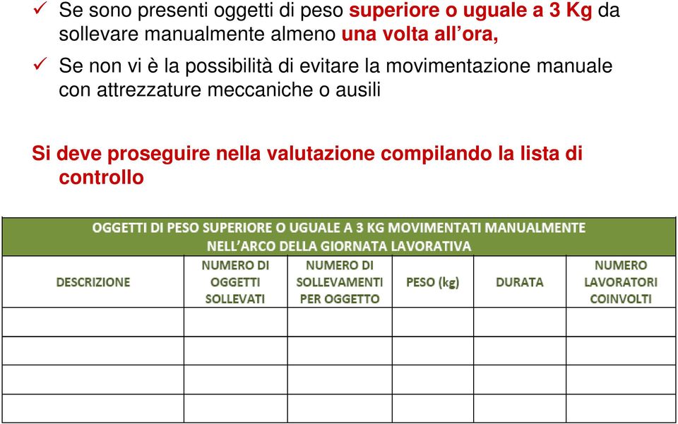 possibilità di evitare la movimentazione manuale con attrezzature