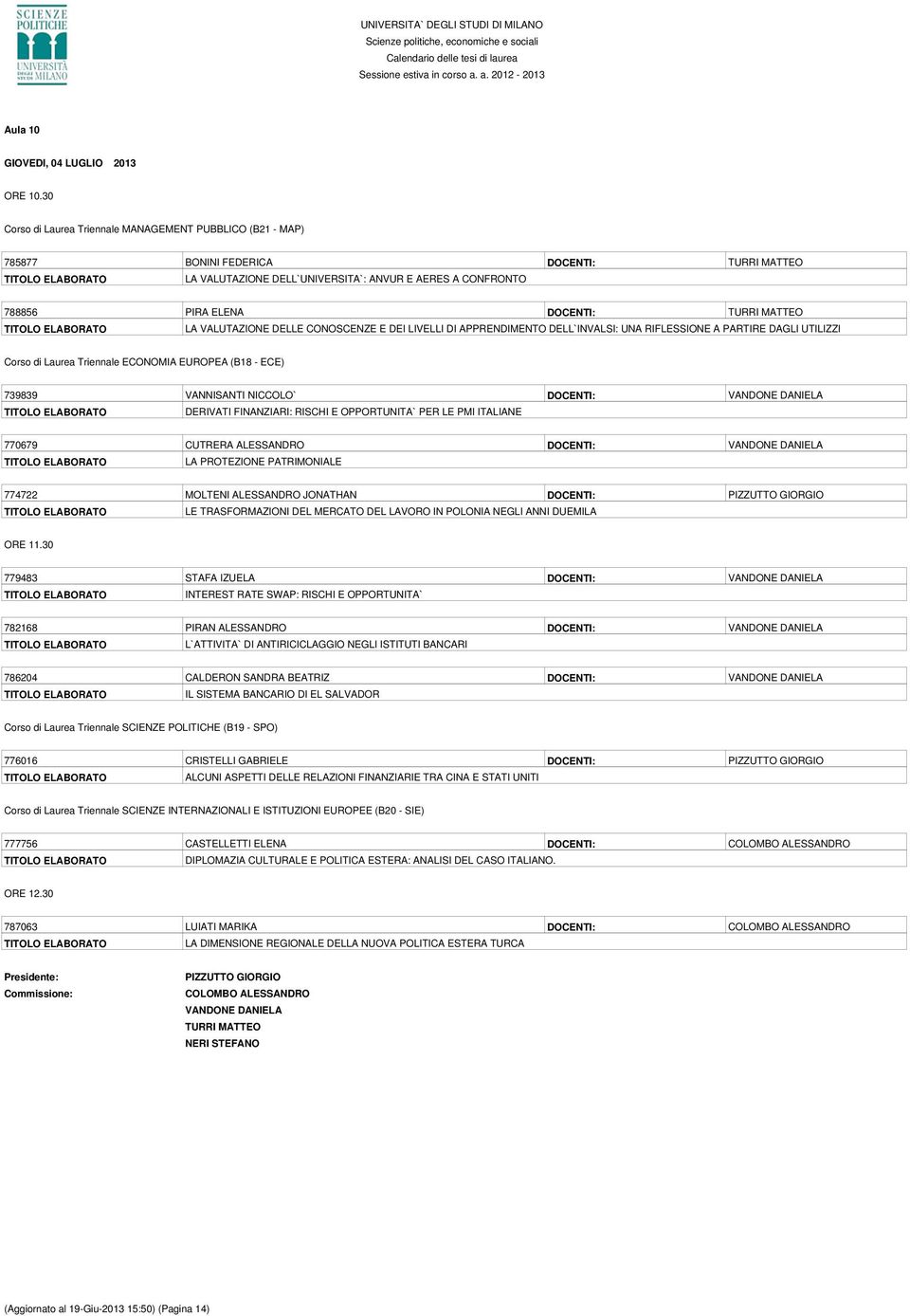 MATTEO LA VALUTAZIONE DELLE CONOSCENZE E DEI LIVELLI DI APPRENDIMENTO DELL`INVALSI: UNA RIFLESSIONE A PARTIRE DAGLI UTILIZZI Corso di Laurea Triennale ECONOMIA EUROPEA (B18 - ECE) 739839 VANNISANTI