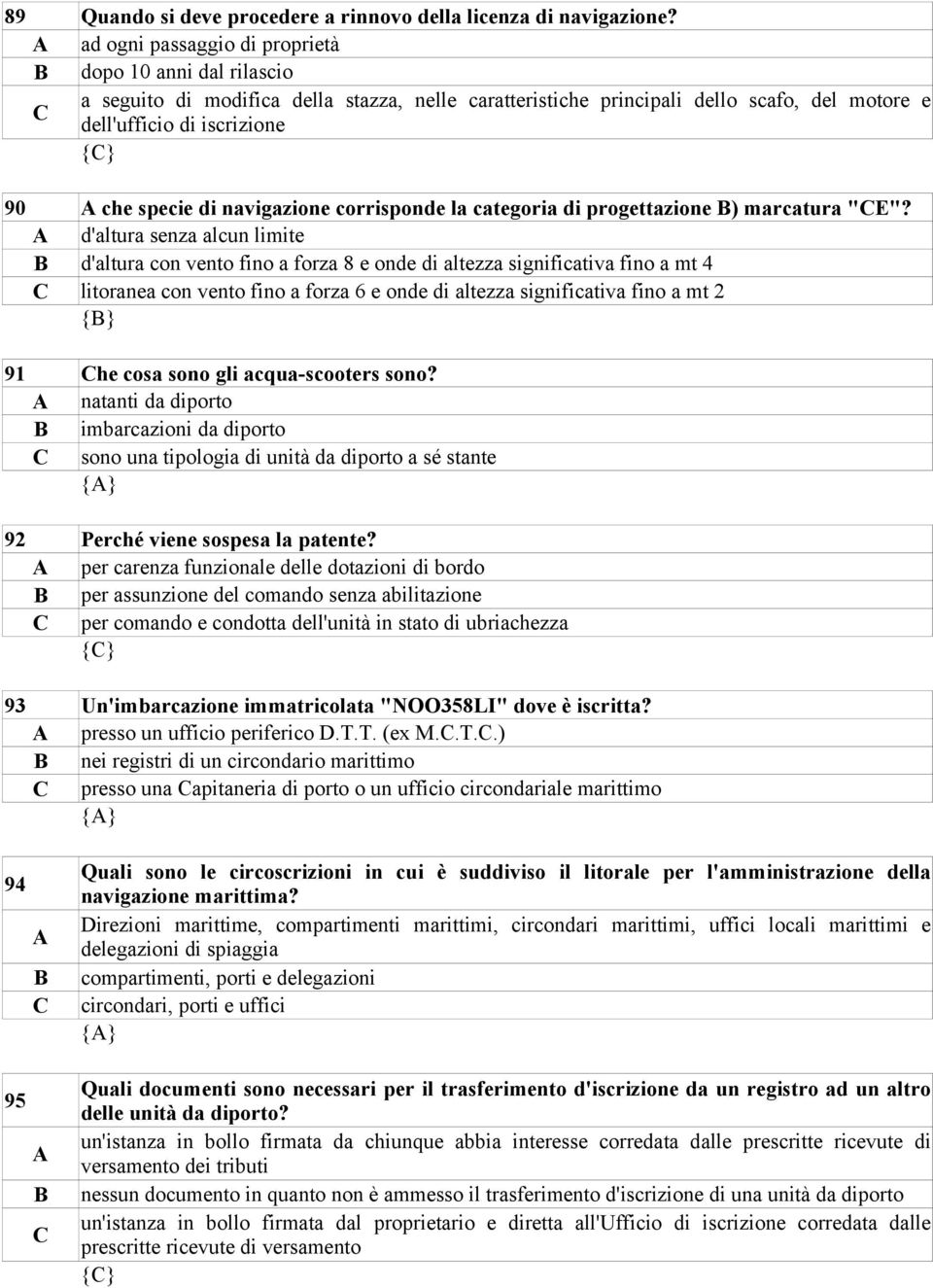 navigazione corrisponde la categoria di progettazione ) marcatura "E"?