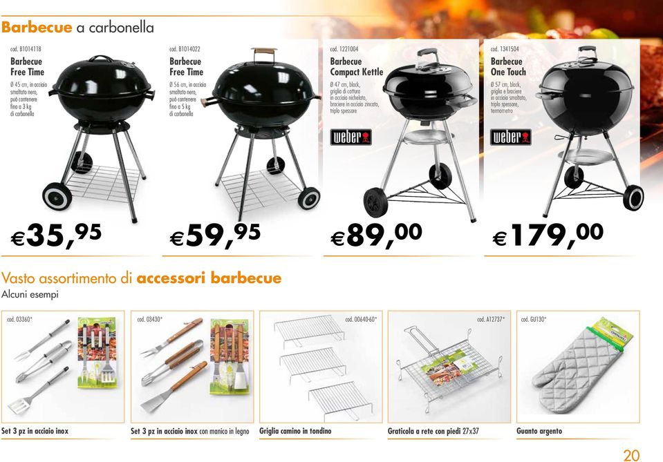 acciaio zincato, triplo spessore Barbecue One Touch Ø 57 cm, black, griglia e braciere in acciaio smaltato, triplo spessore, termometro E35, 95 E59, 95 E89, 00 E179, 00 Vasto assortimento di