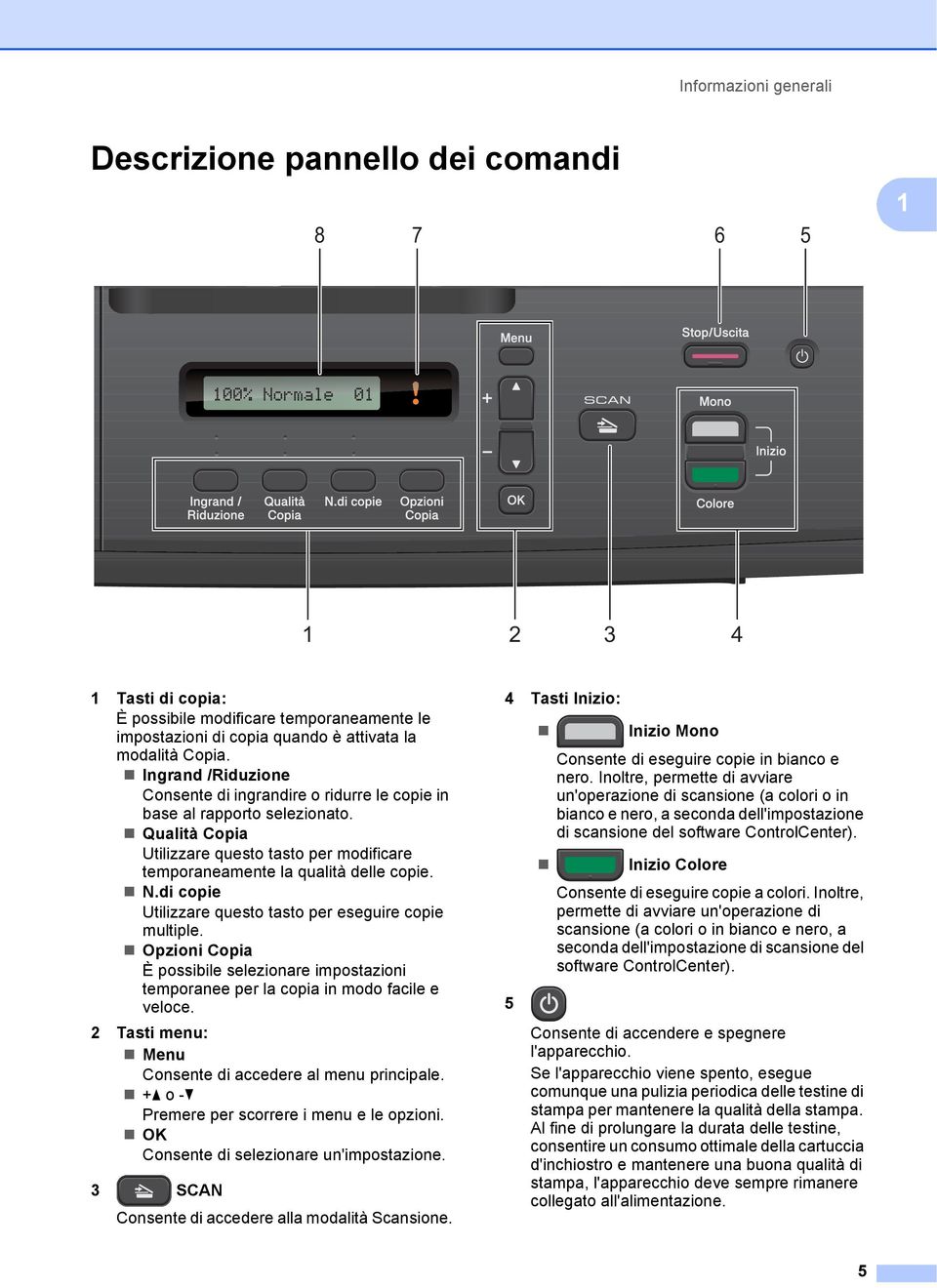 di copie Utilizzare questo tasto per eseguire copie multiple. Opzioni Copia È possibile selezionare impostazioni temporanee per la copia in modo facile e veloce.