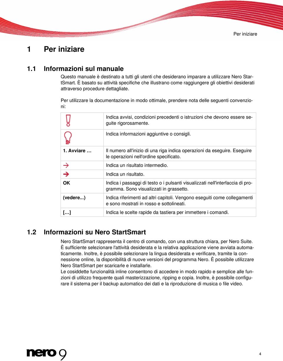 Per utilizzare la documentazione in modo ottimale, prendere nota delle seguenti convenzioni: Indica avvisi, condizioni precedenti o istruzioni che devono essere seguite rigorosamente.