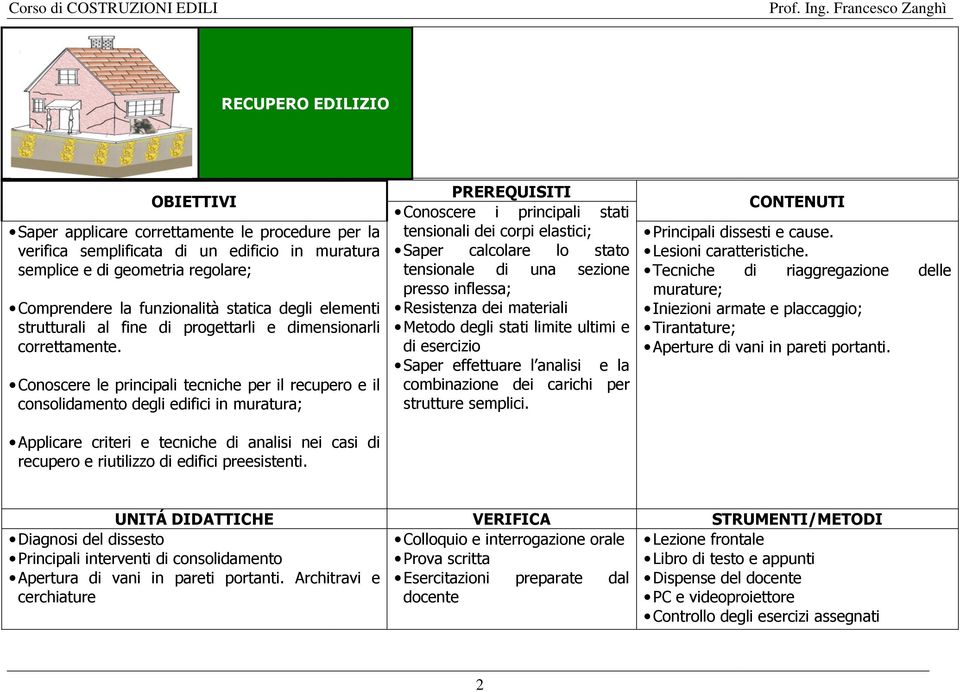 funzionalità statica degli elementi strutturali al fine di progettarli e dimensionarli correttamente.