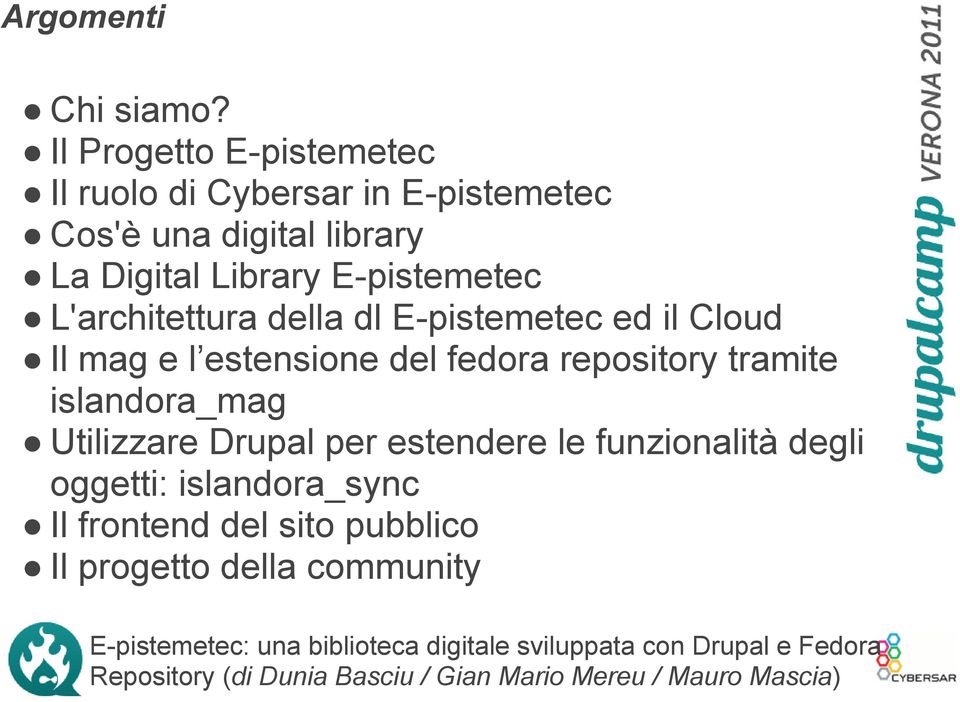 Digital Library E-pistemetec L'architettura della dl E-pistemetec ed il Cloud Il mag e l