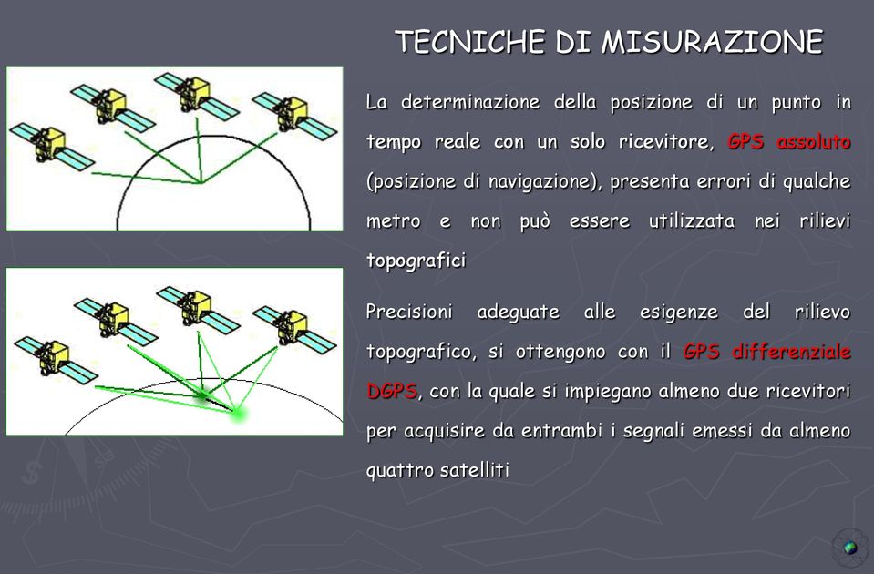 topografici Precisioni adeguate alle esigenze del rilievo topografico, si ottengono con il GPS differenziale