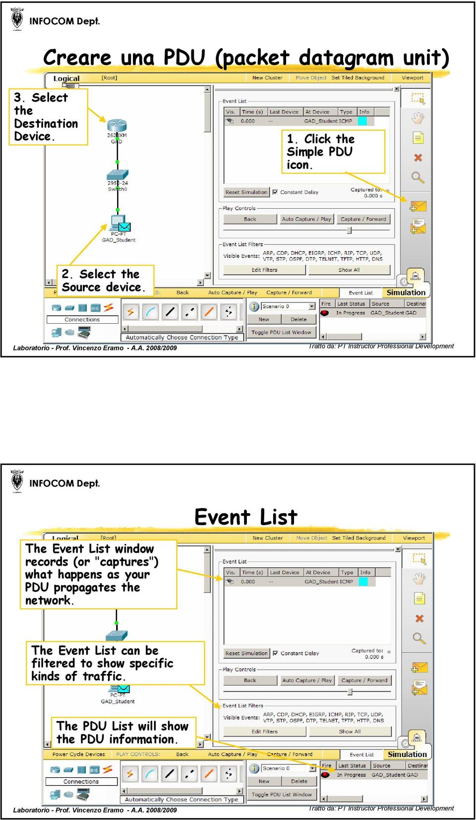 Event List The Event List window records (or "captures") what happens as your PDU