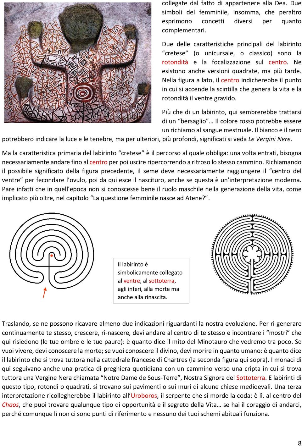 Nella figura a lato, il centro indicherebbe il punto in cui si accende la scintilla che genera la vita e la rotondità il ventre gravido.