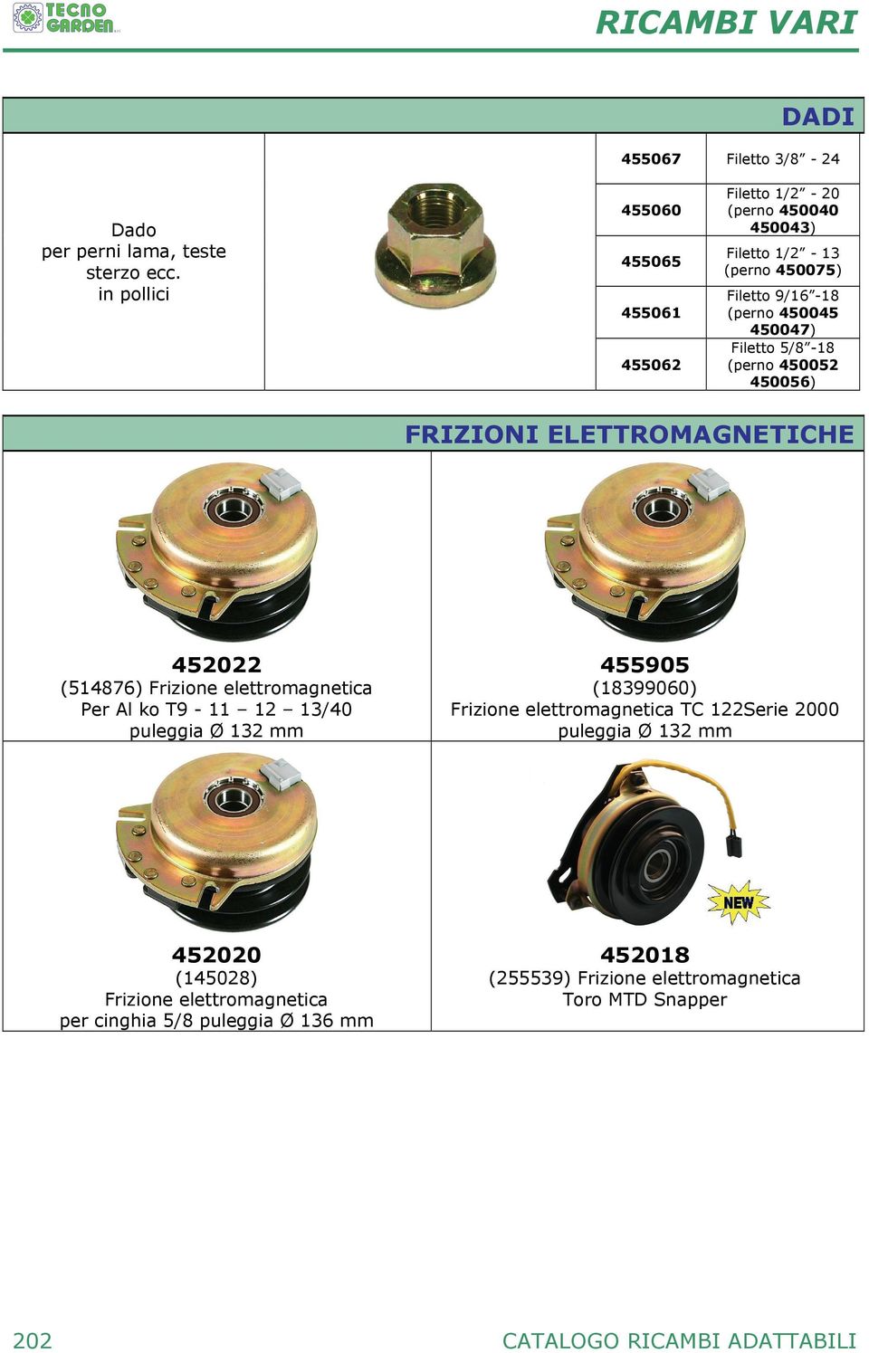 Filetto 5/8-18 (perno 450052 450056) FRIZIONI ELETTROMAGNETICHE 452022 (514876) Frizione elettromagnetica Per Al ko T9-11 12 13/40 puleggia Ø 132 mm